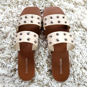 Marc Fisher, Women's Size 10 Sandals, Brown with Tan Bands and Silver Spikes